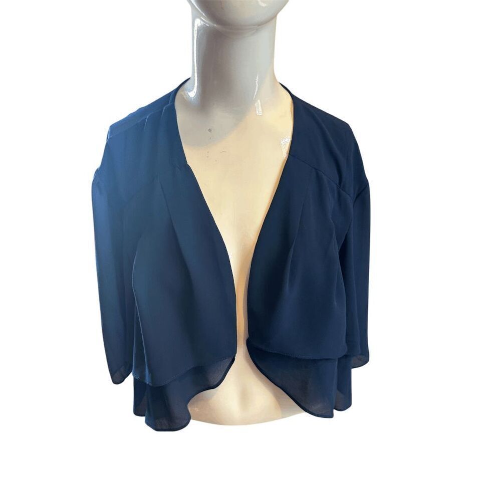 Kancy Kole Sheer Cardigan For Women Sz XXL Open Front Cap Sleeves Navy NWT